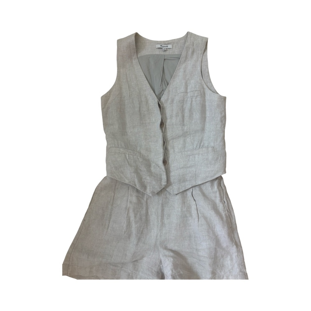 Madewell Matching Set Linen Vest and Shorts Set in Tan